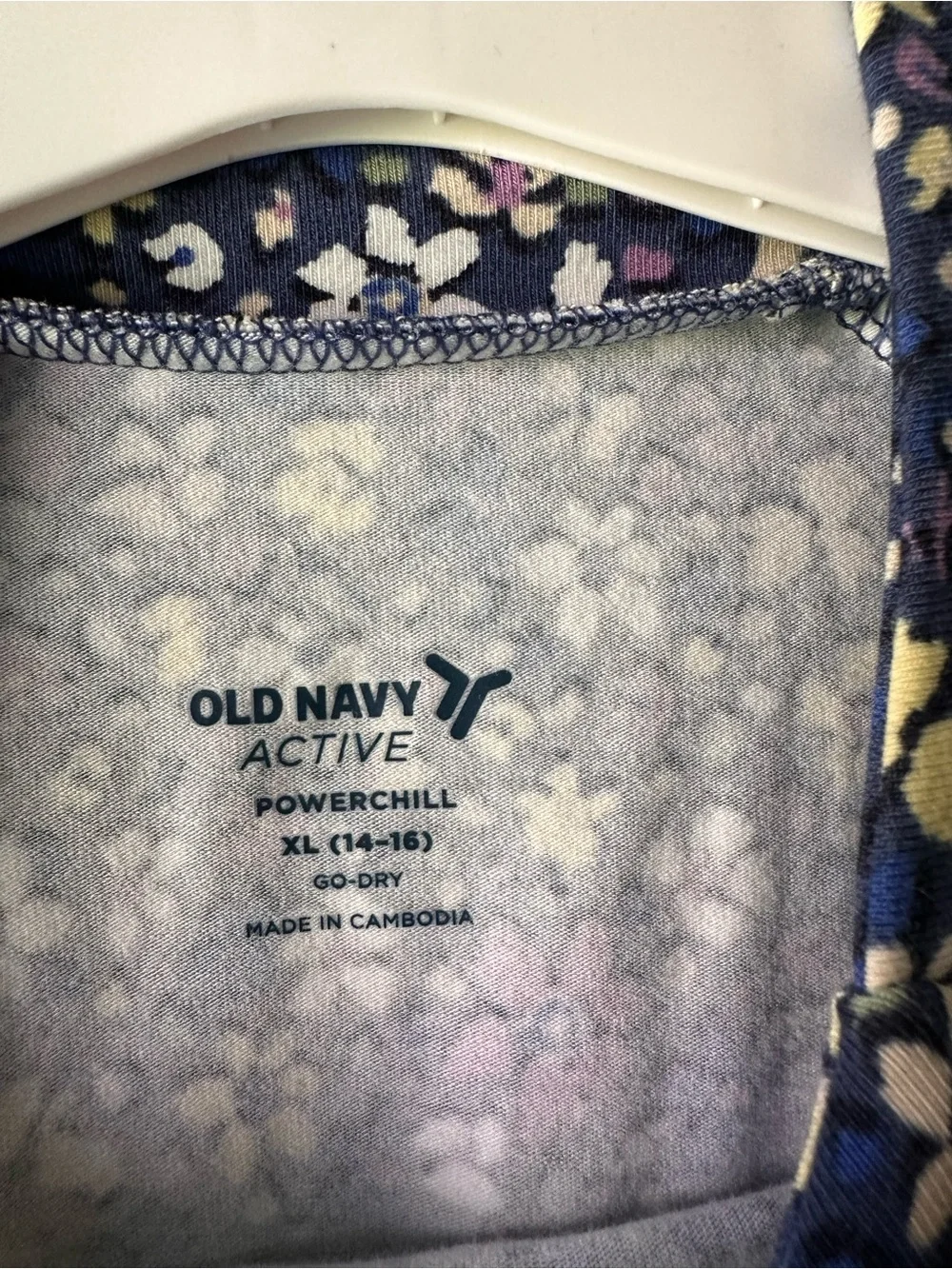 Girls XL Old Navy Navy Floral Mock Neck Long-Sleeve Top
